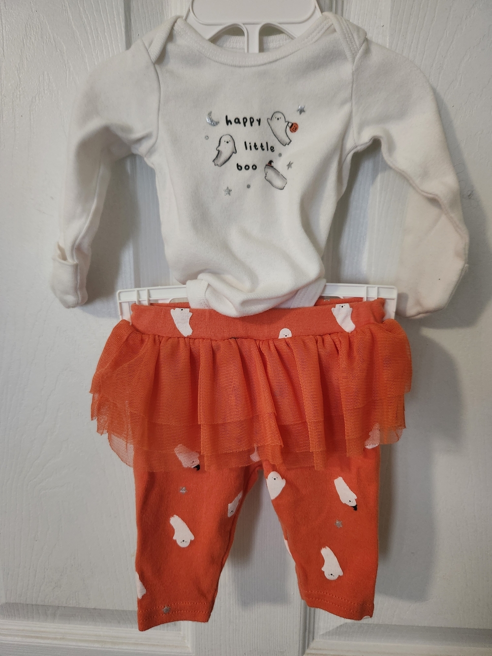 Carter's White Baby Bodysuit with Silver Ghost Accent